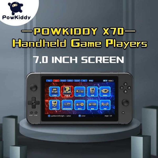 POWKIDDY X70 Handheld Game Console 7 Inch Video Game Players ports 2 USB Controllers PS1 Game Connect to an HD TVC250212