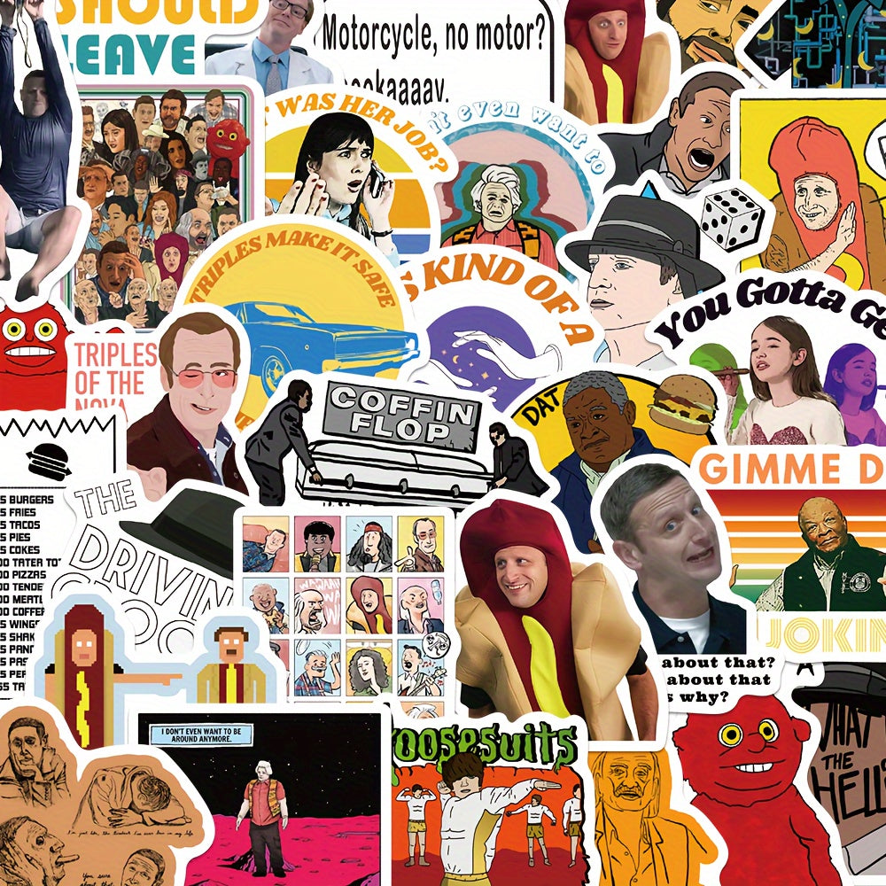 TEMU 50pcs I For You Leave Stickers Booklet - Tv Show Quotes, Characters & Scenes (fred, Ben, Dax) - Diy Decals For Laptop, Skateboard, Water Bottles