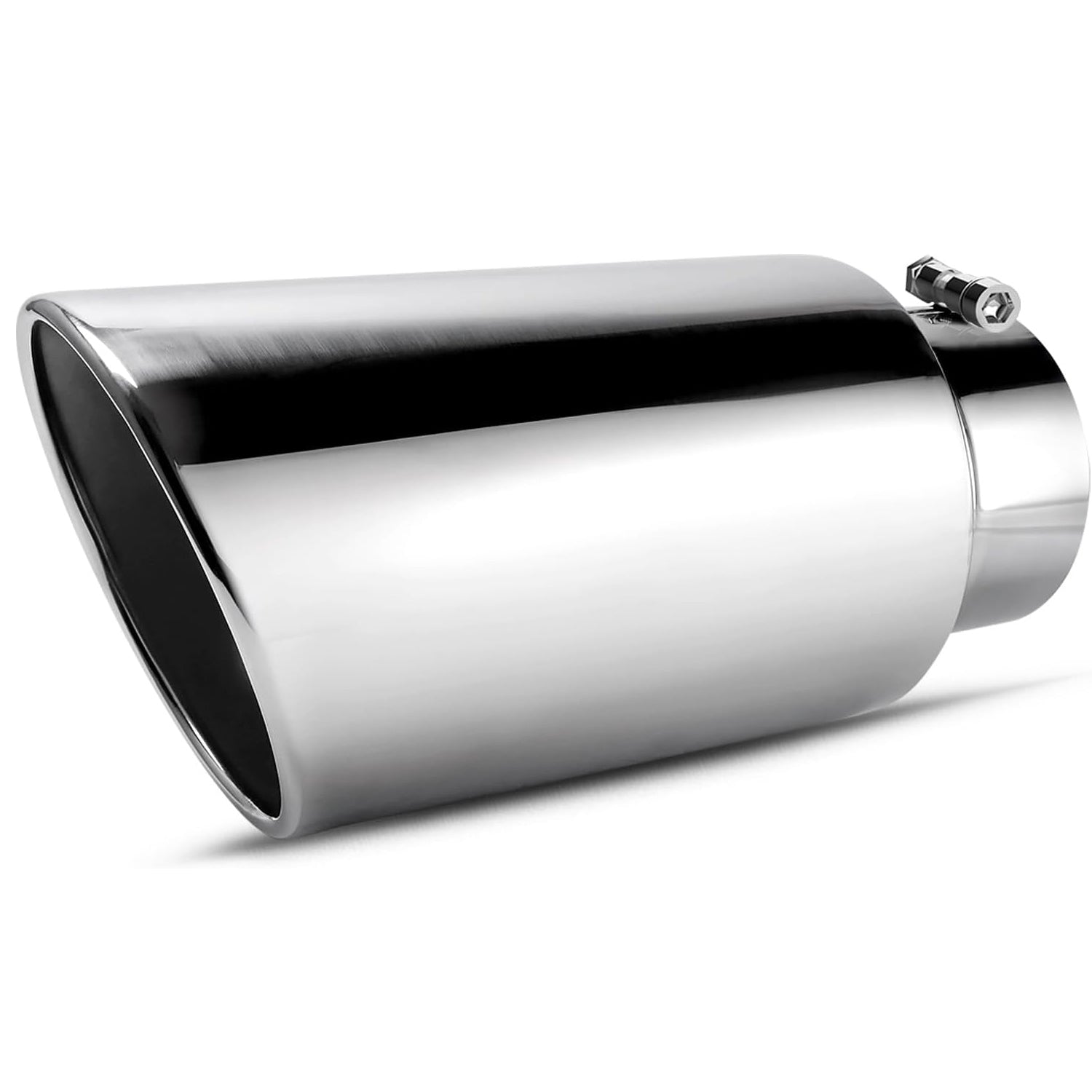 YITAMOTOR 5" Inlet 7" Outlet 15" Overall Length Chrome-Plated Finish Stainless Steel Exhaust Tail Tip for 5" Outside Diameter Tailpipe