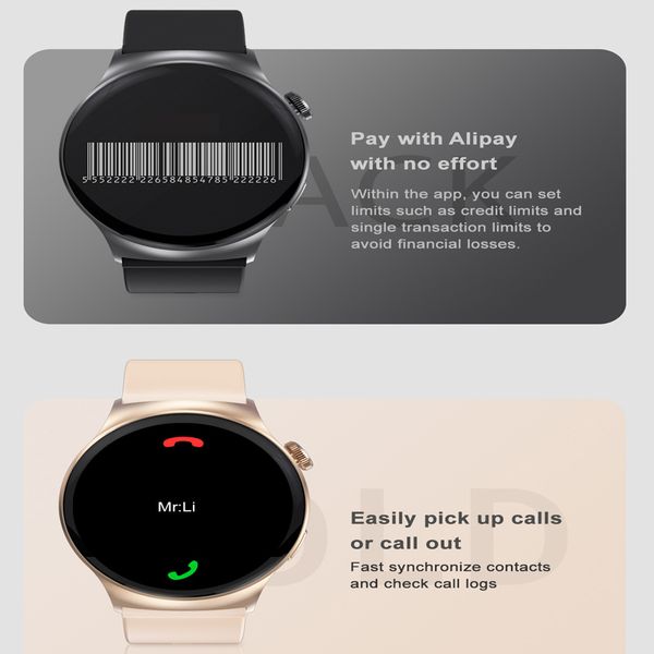 DT4 Mate Women Smart Watch Men Compass NFC Bluetooth Call Screen 1.5 inch Waterproof Sport Modes Heart Rate Smartwatch