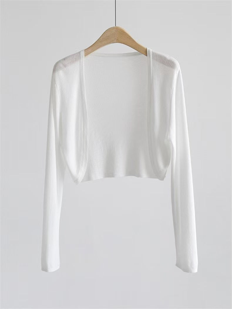 K1183 Ice silk knitted sun protection cardigan women 2025 new summer thin shawl outerwear short air conditioning shirt jacket