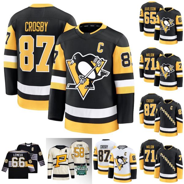 Pittsburgh Sidney Crosby Penguin 2024-25 Hockey Jersey Evgeni Malkin Kris Letang Erik Karlsson Lars Eller Cody Glass Vasily Ponomarev Kevin