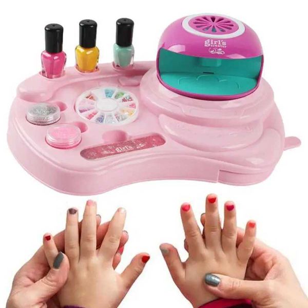 Beauty Fashion Nail polish set girl nail set and nail dryer nail art set girl spa makeup set girl pretend makeup toy nail supplies H241017