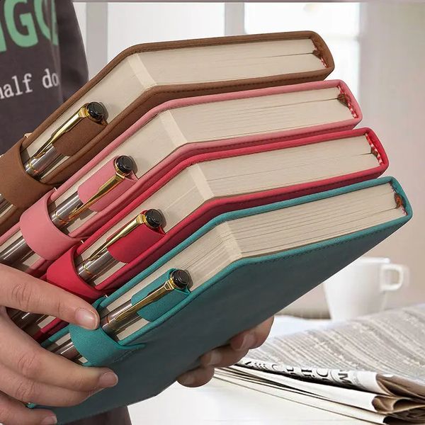 Notebook UltraThick College Students A5 Leather Business Buckle Retro Style Korean Thickened Wholesale 241120