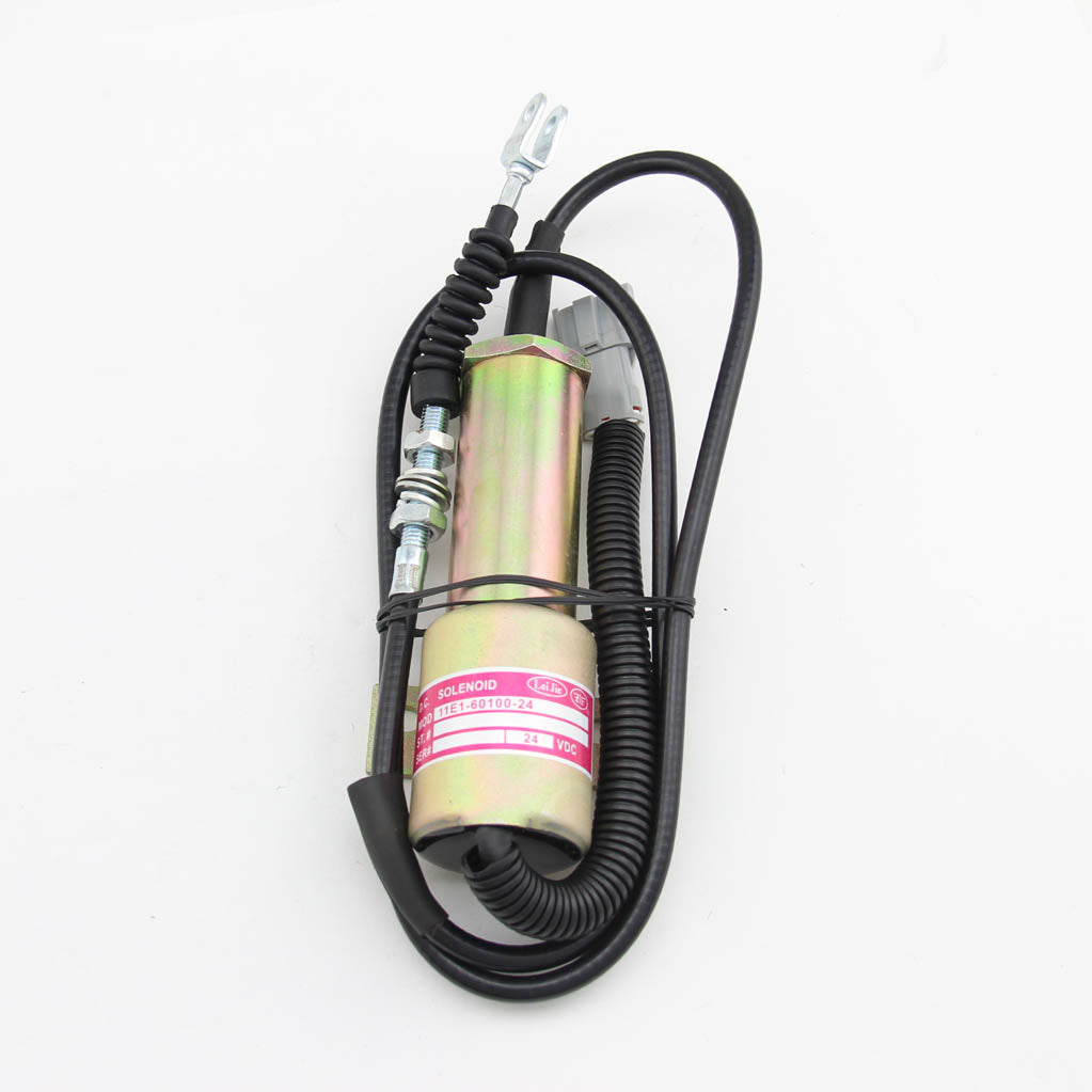 Electronic Parts Flameout Shut Down Stop Solenoid 11E1-60100 24V Fit R210 R215 R225 Heavy Equipment