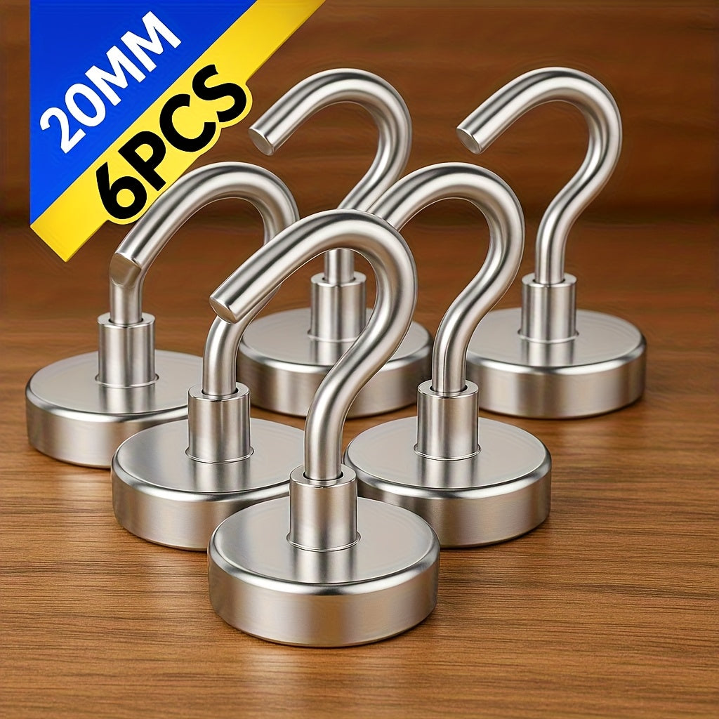 TEMU Magnet Hooks Heavy Duty, N52 Magnetic Hooks For Hanging, Neodymium Magnet With Hooks For Refrigerator, Home, Kitchen, Office, Cruise, Pack Of 6,