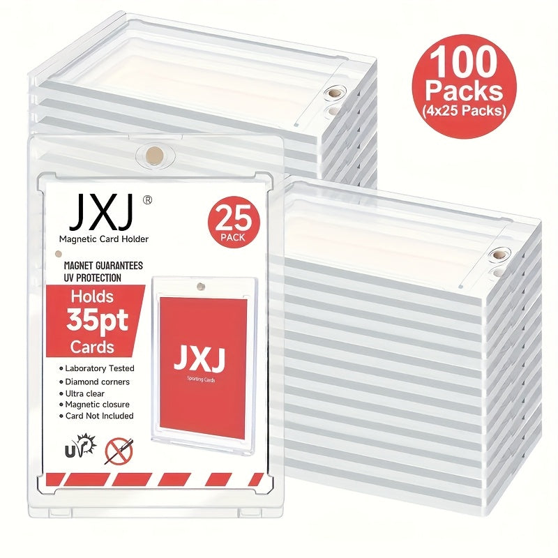 TEMU [magnetic Card Holder] -25-50-100-200 Packs Protective Sleeves With Hard Plastic Construction, 35pt Thick Card Case Protector For Baseball, And
