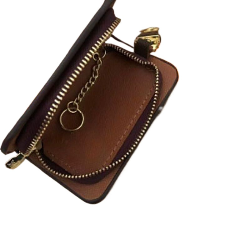 With box Key Pouch PU Leather Bag Holders Purse CLES Designer Fashion Womens Mens Key Ring Credit Card Holder Coin Purses Mini Wallet Charm Brown Ca