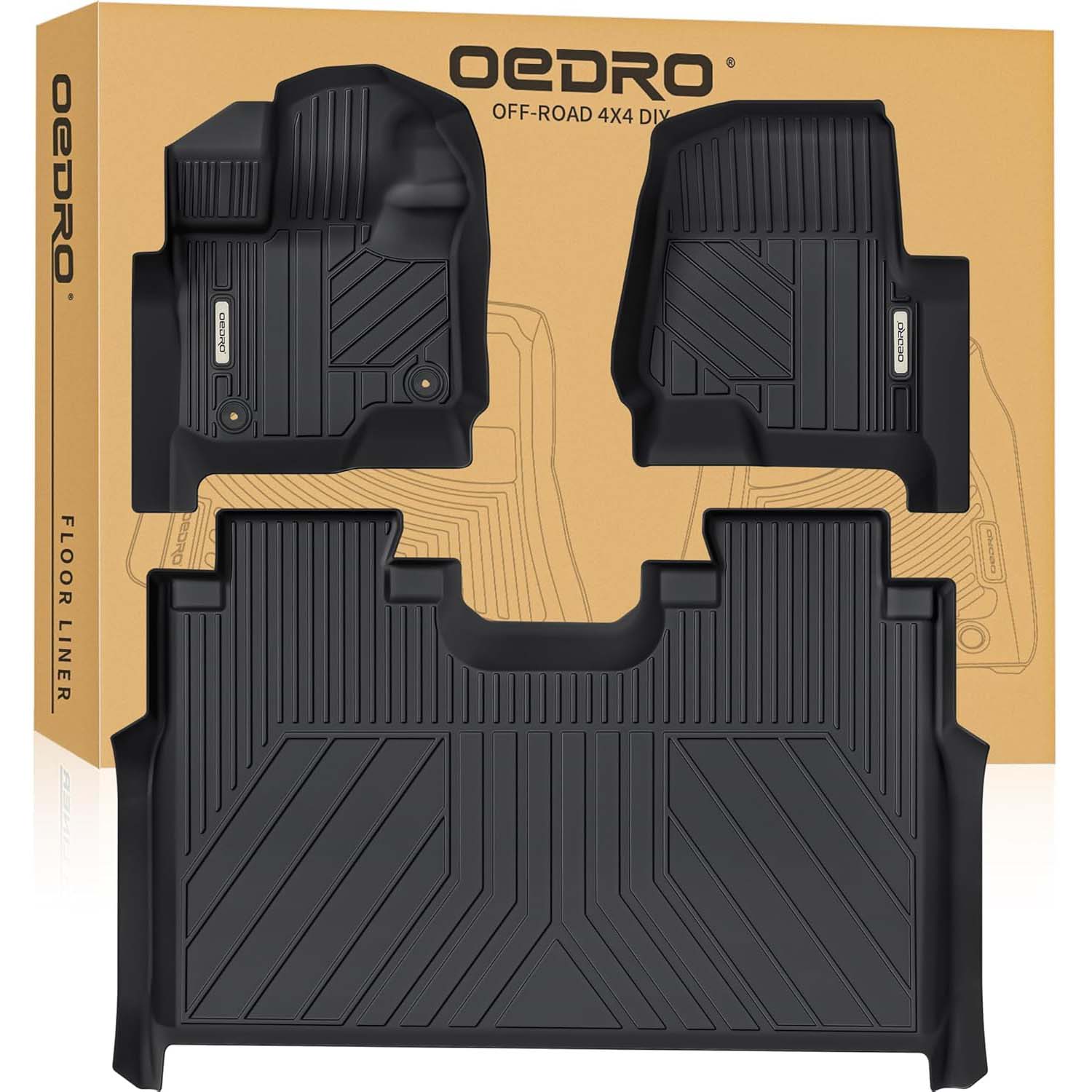 OEDRO Floor Mats for 2015-2025 Ford F150 SuperCrew Cab- 2022-2024 F-150 Lightning SuperCrew Cab 1st & 2nd Front Row and Rear Floor Liner