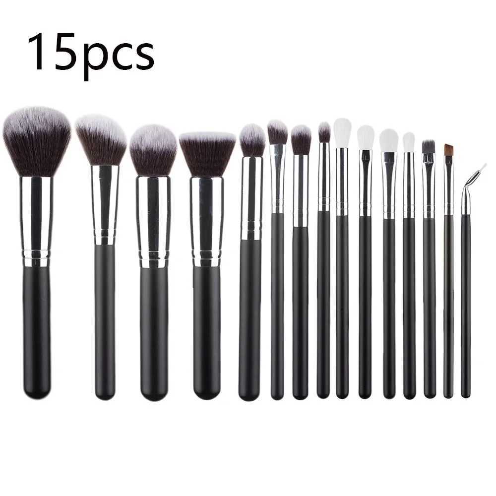 15pcs Black Brushes Set Eye Shadow Powder Foundation Concealer Cosmetic Makeup Brush Brochas De Maquillaje Y240807