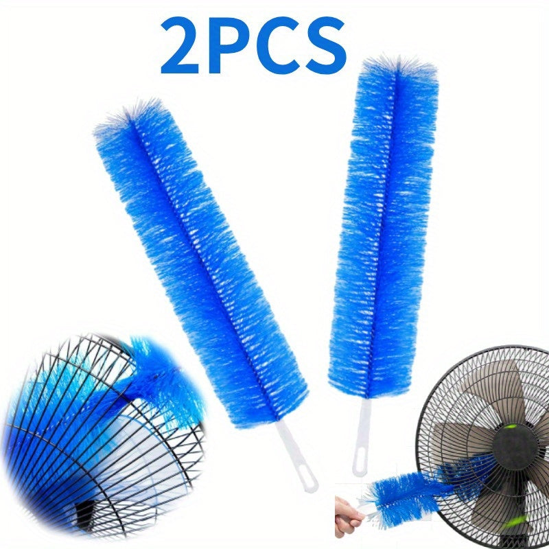 TEMU 2pcs Flexible Microfiber Fan Brushes - Dust Cleaner For Ceiling Fans, Air Conditioners, Blinds & Spider Webs - Household Cleaning Tool With