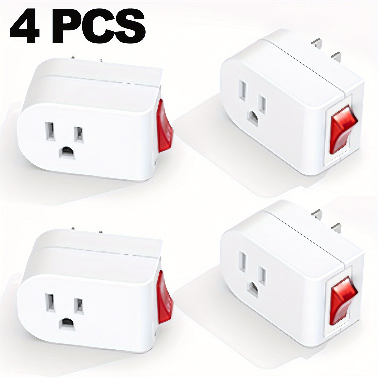 TEMU 2-4-6-8pcs Superdanny Etl 3-prong Grounded Power Adapter Outlet - 1875w-15a Heavy Duty Fireproof Electrical Outlet With Switch & Red Indicator,