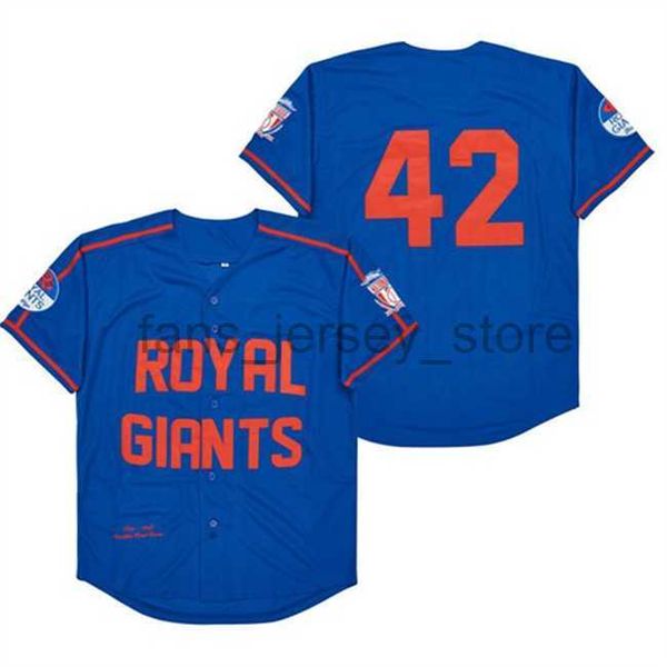 42 Brooklyn Royal Giants Button Down revised Movie Baseball Jersey White Mens Size S-2XL