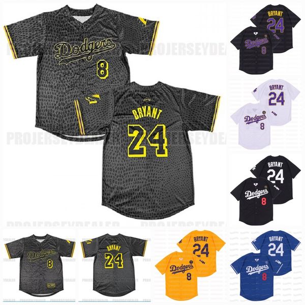 Bryant Black Mamba Baseball Dodgers Jerseys Stitched Name Stitched Number Bkack Purple Yellow