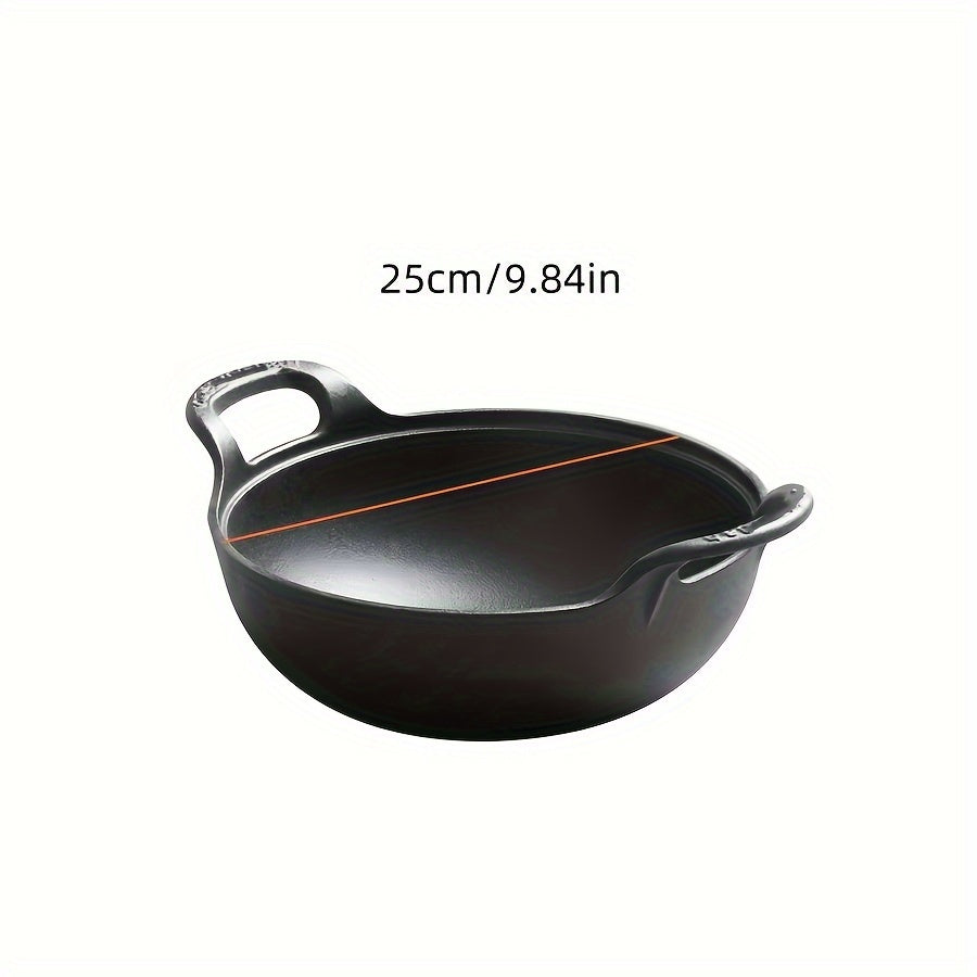 TEMU 1pc Brodark Cast Iron Soup Pot - , Rust Resistant, Outdoor Safe Cookware With Handles For Home & Restaurant Use, Ideal For Healthy Dinners