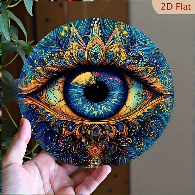 TEMU 2d Flat, Wall Art Decor For Home, Vintage Art Eyes Graphic Aluminum Circular Artistic Wall Decoration For Home, Bar, Cafe, Restaurant &