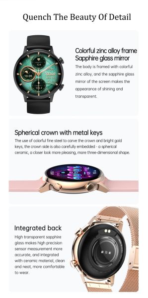 NFC Access Ultra Thin 1.1inch AMOLED Screen HK39 Smart Watch Sports Waterproof Female Cycle BT Call Smartwatch For iOS Android