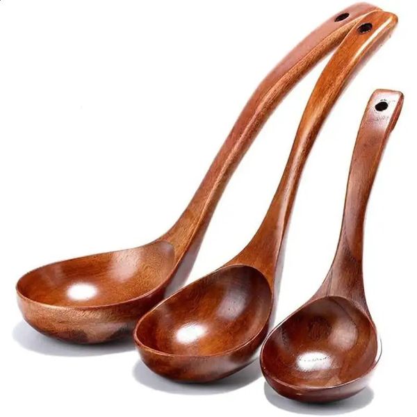 Wooden Serving Spoon Ladle Large Natural Wood Soup Cooking Utensil Handmade Tableware for Kitchen Restaurant Porridge 241119