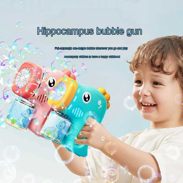 Baby Bath Toys Childrens seahorse automatic bubble machine bubble gun childrens bubble machine soap bubble manufacturer summer toy H250212