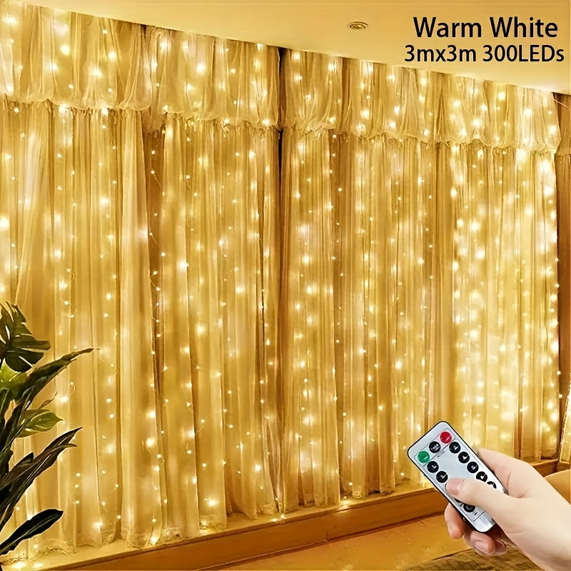 TEMU 1pc Curtain Led, Usb Powered, Remote & , Fantasy Themed, Brushed , For Bedroom, Indoor, Outdoor, Valentine's Day, Weddings, Party Decorations