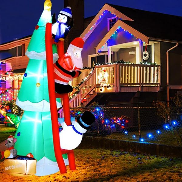 1.8m-6ft Christmas Decoration Inflatable Toy Climbing Ladder Tree with LED Light Indoor Inflatable Decoration Party Garden Decoration 241023