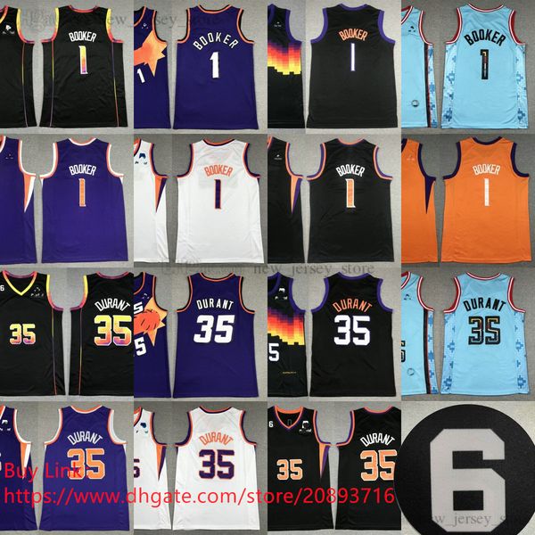 2022-23 New Season Basketball Jersey XS-6XL Man Women Kids 6 patch 35 Kevin 1 Devin Durant Booker Jerseys Black Valley City White Purple Ret