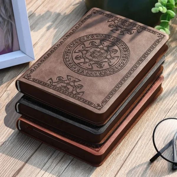 A6 Vintage Pocket Type Mini Notebook Stamping Process Artificial PU Leather Writing Book Portable Notepad Office Bookkeeping 250107