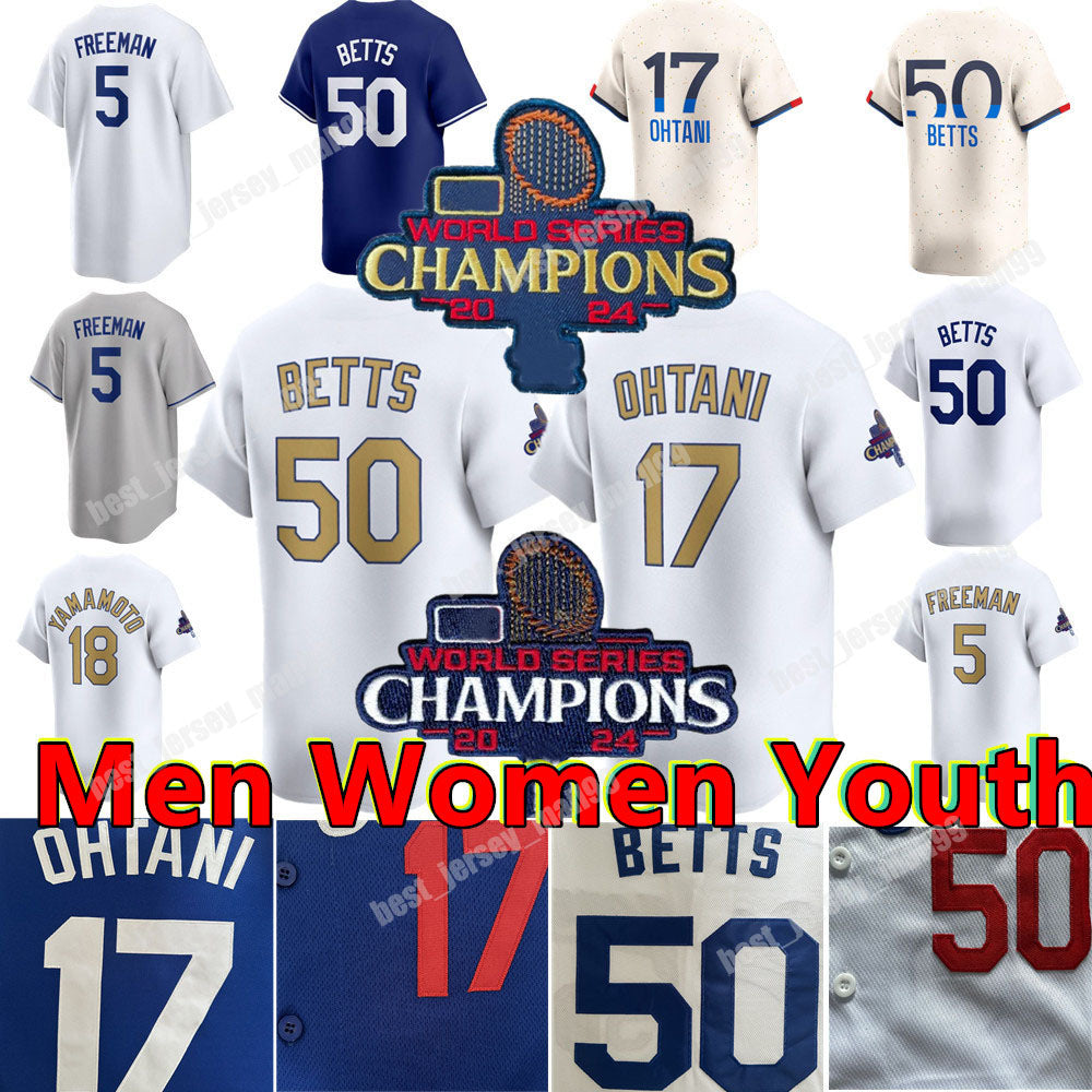 Custom Gold Jersey Shohei 17 Ohtani Mookie 50 Betts 18 Yamamoto Freddie 5 Freeman Max 13 Muncy City Connect Men Women Youth Baseball