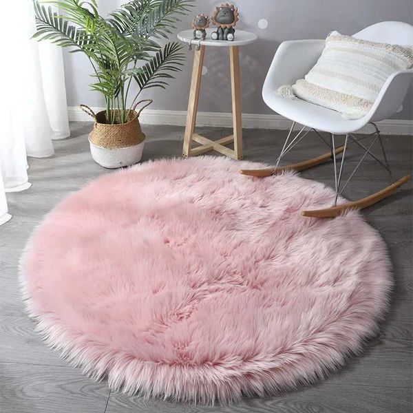 Round Fur Rugs Plush Imitation Sheepskin Living Ro He Decor Carpets Bedro Dresser Area Fluffy Long Hair Floor Mats Z250208