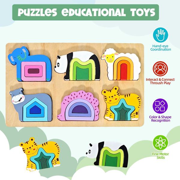 3D Wooden Jigs Educational Toys Montessori Toys for Kids Games Shape Puzzle Toys Children Christmas Holiday GiftsT250205