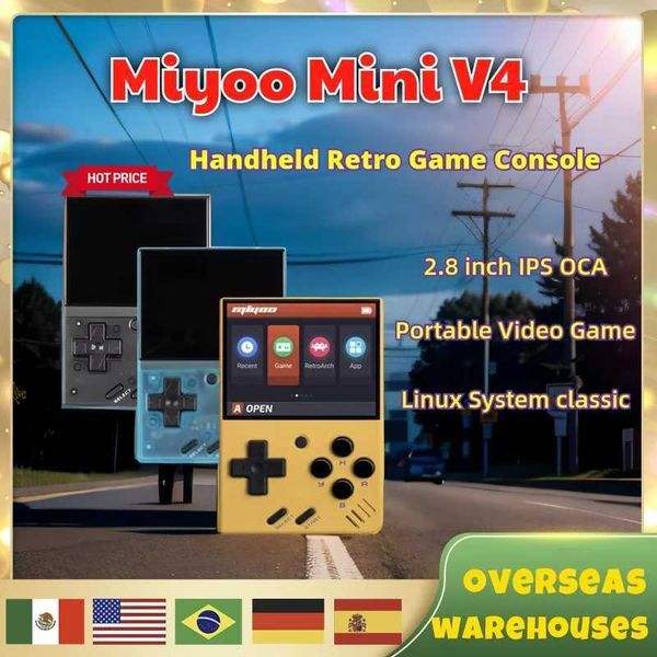Miyoo Mini V4 Handheld Retro Game Console 2.8 Inch Ips Oca Portable Video Game Linux System Classic Nostaic Pocket Handheld Z241226