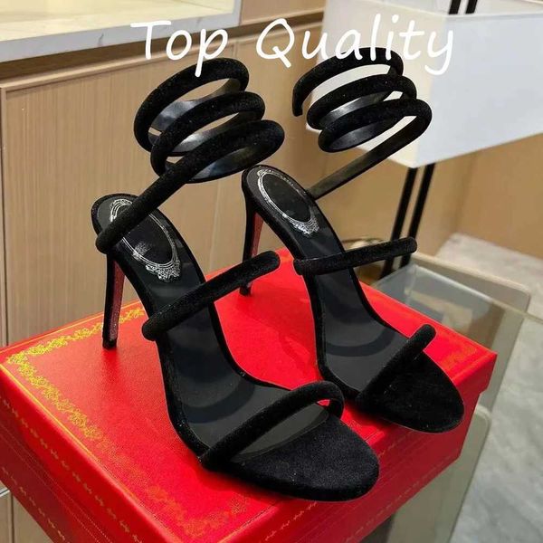 Sandals Womens Stiletto Sandals Thin and high heels Shoe Genuine leather material Ankle Snake Twine Around Wedding Shoes Q241226