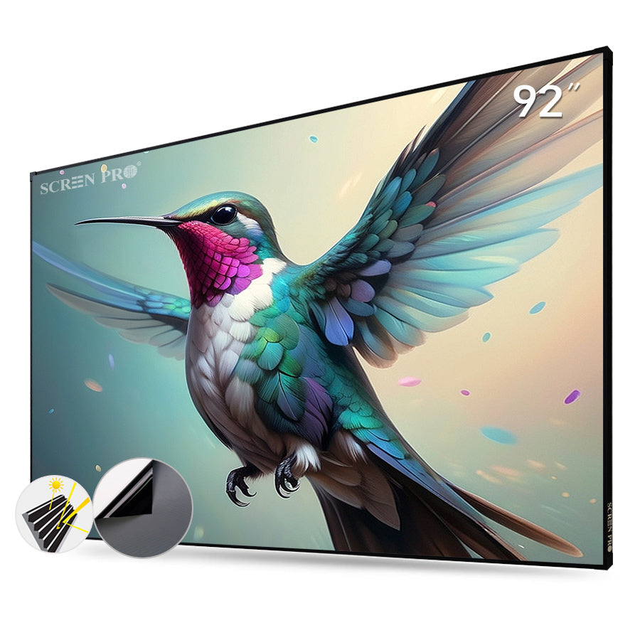 92-Inch ALR-CLR UST Projector Screen 4K-8K Ready Fixed Frame Ambient Light Rejecting Screen for Ultra Short Throw Projectors