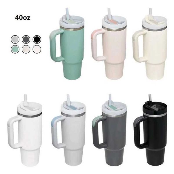 40oz Tumbler Double Wall Vacuum Mug With Straw Handle Stainless Steel Insulated Water Bottle Keep Hot-Cold Coffee CupCL24809