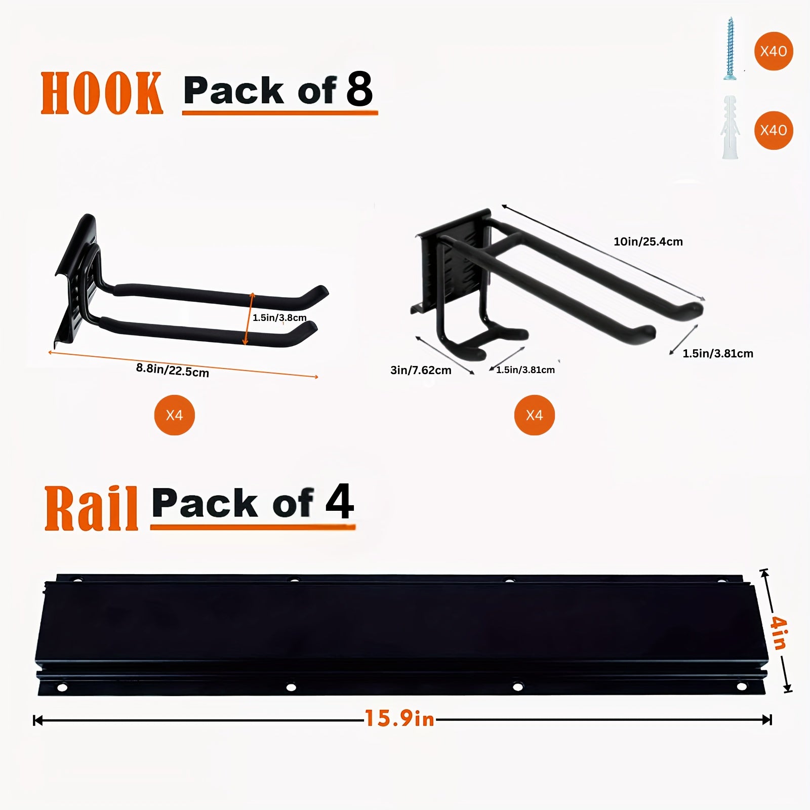 TEMU Wall Mounted Adjustable Tool Racks, 12-24pcs Storage Garage Tool Organizer For Garden Tools, Shovels, Chair, Trimmers, Hoses, 64-128 Inches With