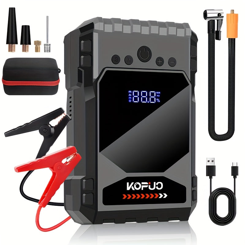 TEMU Portable 6000a Car Jump Starter With Air Compressor - Suitable For 10l Gas Or 8.0l Engines - Durable Insulated 12v Car Battery Charger, 150psi