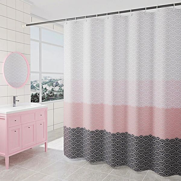 Nordic shower curtains geometric color blocks bathroom curtains bathroom curtains for bathtub covers wide with 12 hooks 240903