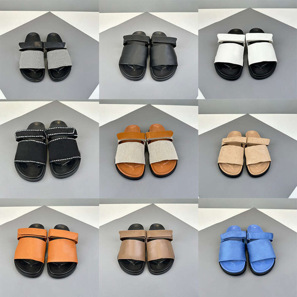 Designer Chypre Sandals Women Leather Slides Flat Slipper Beach Shoes Soft Bottom Casual Big Size EU35-47 With Box 627