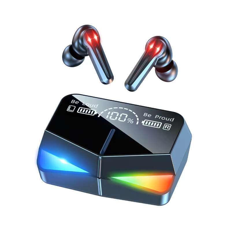 Amaz Top Seller M28 Battery Display Cool Fashion Mirror True Wireless Gaming Earphone Tws Earbuds Mobile in Ear Sports Headset