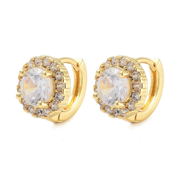 Boucles d'oreilles créoles rondes et plates en laiton plaqué rack