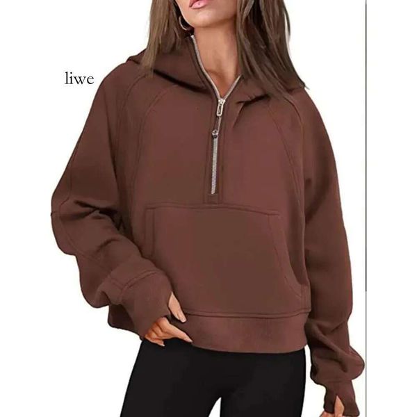 Man Lululeamon Scuba Hoodie Half zip Autumn Winter Sports Sports Sweater Loose Jaqueta de ginástica Fiess Casa de pelúcia curta MyLulu 2e7