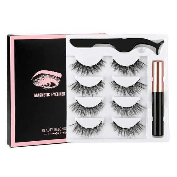 2-3-4 Pairs Magnetic Eyelashes Set Waterproof Liquid Eyeliner Tweezer Wispy False Eyelashes Dramatic 3D Mink Lashes Makeup ToolsM240806