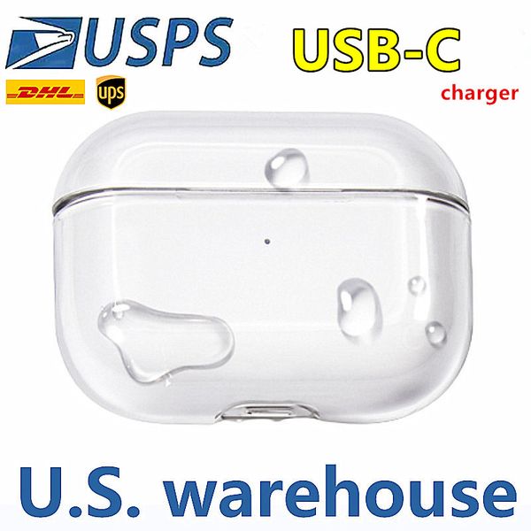 USB C Charging case For pro 2 air pods 3 Max Earphones airpod Bluetooth Headphone Accessories Solid Silicone Cute Protective Cover Apple Sho