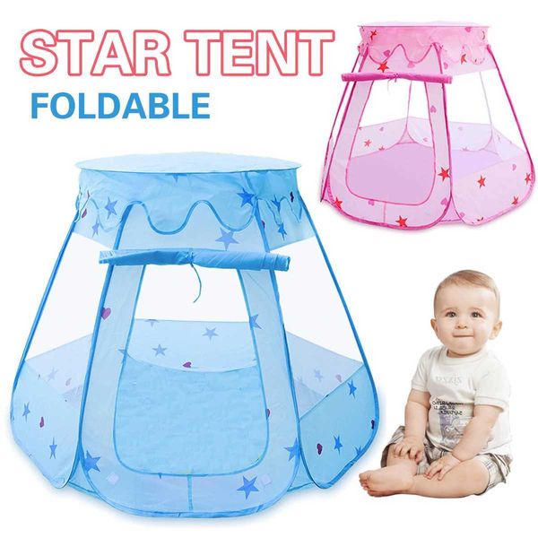 Star Pattern Childrens Ball Pool Indoor and Outdoor Toy Princess Baby Girl Folding Hut Ball Pool W241230