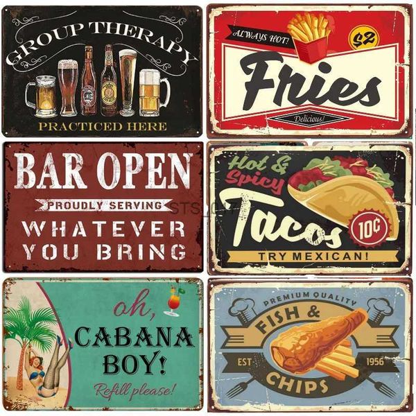 Metal Painting Vintage Menu Beer Metal Tin Signs Wall Art Decor Posters Home Fast-food Restaurant Cafe Shop Bar Club Office Iron Plate Paint