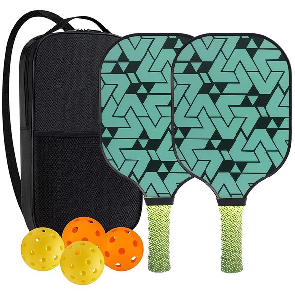 High-Performance Fiberglass Pickleball Paddle for Competitive Outdoors Games 2 Paddle & 4 ball & 1 bag 9914