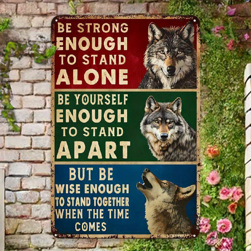 TEMU Wall Decor For Home Kitchen Bathroom Farm Garden Garage, Wolf Metal Sign Wolf Enough Wall Art Vintage Tin Sign Inspirational Sign For Office