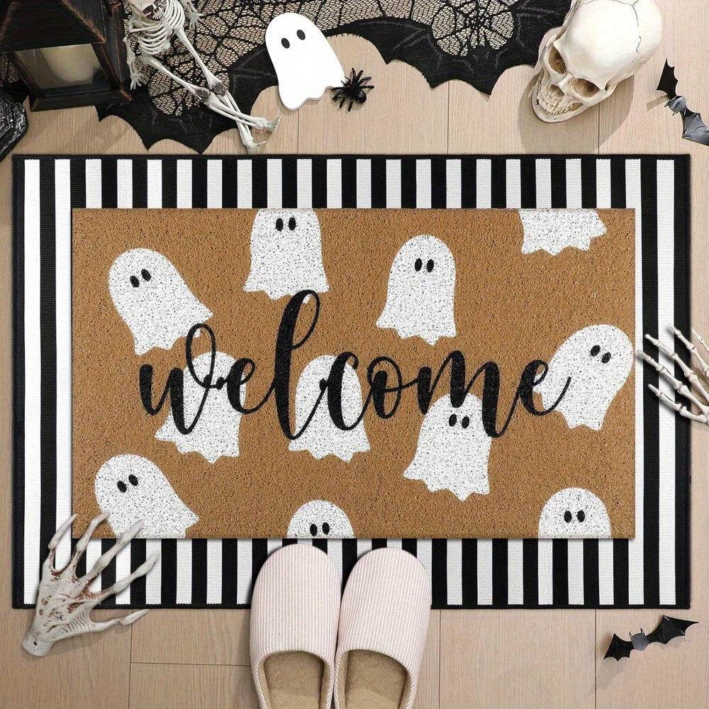 TEMU 1pc Halloween Welcome Door Mat Outdoor Welcome Mats For Front Door Non Slip Cute Floor Mat Halloween Rug For Outside Front Porch Entryway Decor