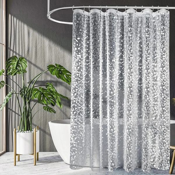 PEVA Pebble Shower Curtain Transparent Lining Waterproof Bathtub Bathing Cover Cobblestone Bathroom Bath Curtains Liner 250207