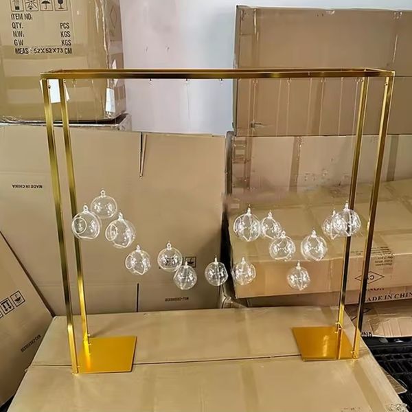 Wedding Long Table Centerpiece Stand Acrylic Ball Hanging Gold Metal Flower Vase Stand For Party Wedding Chandelier Floor Standing floor flo